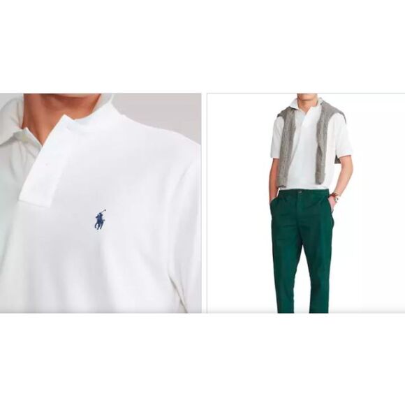 Polo Ralph Lauren Boys' Classic Fit Mesh Polo Shirt White Blue Sz 16